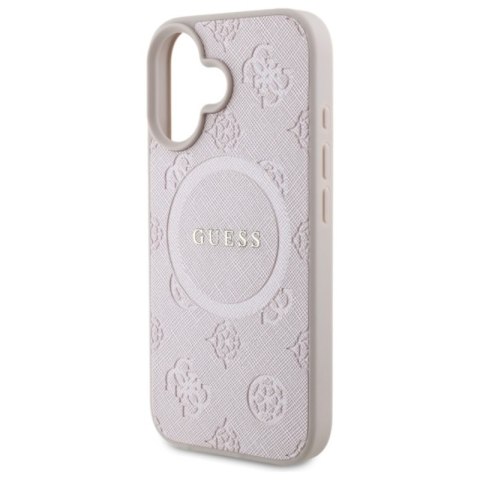 Guess Saffiano Peony Classic Logo MagSafe - Etui iPhone 16 (różowy) Guess Saffiano Peony Classic Logo MagSafe - Etui iPhone 16 (różowy)