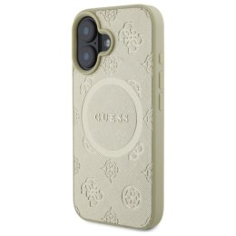 Guess Saffiano Peony Classic Logo MagSafe - Etui iPhone 16 (złoty)