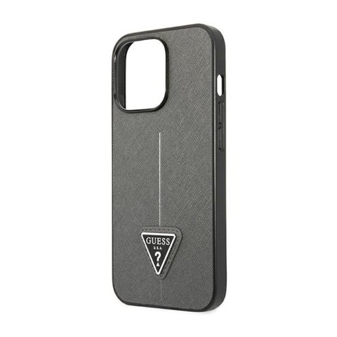 Guess Saffiano Triangle Logo Case - Etui iPhone 14 Pro Max (srebrny) Guess Saffiano Triangle Logo Case - Etui iPhone 14 Pro Max (srebrny)