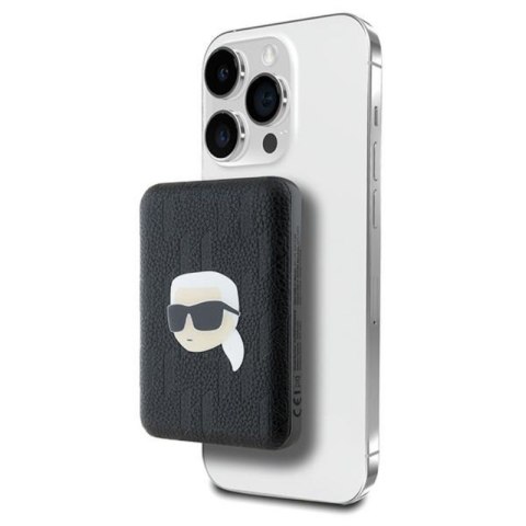 Karl Lagerfeld Karl Head Pin MagSafe - Power Bank indukcyjny 5000 mAh 15W (czarny) Karl Lagerfeld Karl Head Pin MagSafe - Power Bank indukcyjny 5000 mAh 15W (czarny)