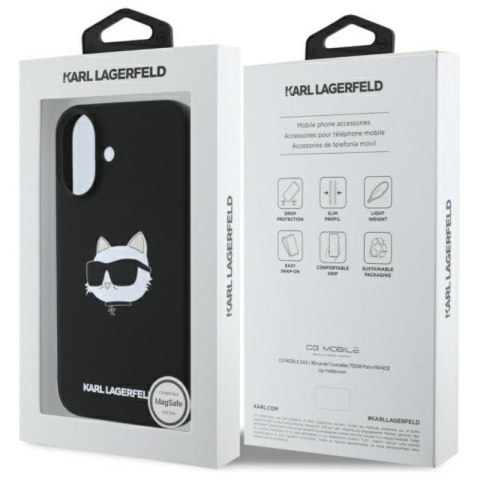 Karl Lagerfeld Silicone Choupette Head Print MagSafe - Etui iPhone 16 (czarny) Karl Lagerfeld Silicone Choupette Head Print MagSafe - Etui iPhone 16 (czarny)