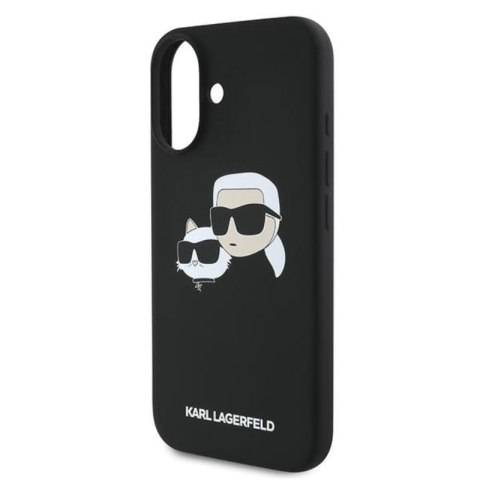 Karl Lagerfeld Silicone Double Heads Print MagSafe - Etui iPhone 16 Plus (czarny) Karl Lagerfeld Silicone Double Heads Print MagSafe - Etui iPhone 16 Plus (czarny)