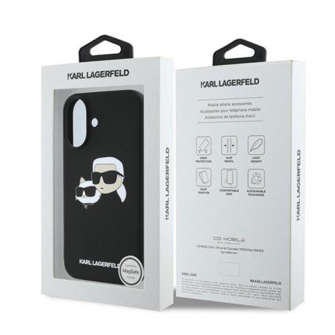 Karl Lagerfeld Silicone Double Heads Print MagSafe - Etui iPhone 16 Plus (czarny) Karl Lagerfeld Silicone Double Heads Print MagSafe - Etui iPhone 16 Plus (czarny)