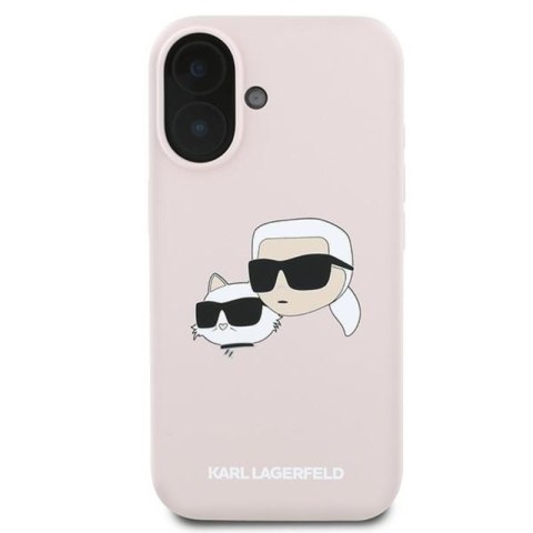 Karl Lagerfeld Silicone Double Heads Print MagSafe - Etui iPhone 16 Plus (różowy) Karl Lagerfeld Silicone Double Heads Print MagSafe - Etui iPhone 16 Plus (różowy)