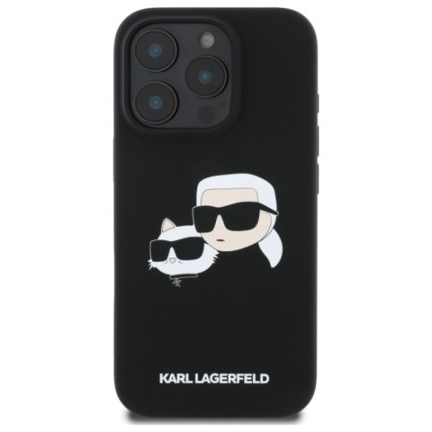 Karl Lagerfeld Silicone Double Heads Print MagSafe - Etui iPhone 16 Pro Max (czarny) Karl Lagerfeld Silicone Double Heads Print MagSafe - Etui iPhone 16 Pro Max (czarny)