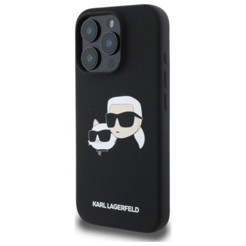Karl Lagerfeld Silicone Double Heads Print MagSafe - Etui iPhone 16 Pro (czarny) Karl Lagerfeld Silicone Double Heads Print MagSafe - Etui iPhone 16 Pro (czarny)