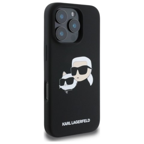 Karl Lagerfeld Silicone Double Heads Print MagSafe - Etui iPhone 16 Pro (czarny) Karl Lagerfeld Silicone Double Heads Print MagSafe - Etui iPhone 16 Pro (czarny)