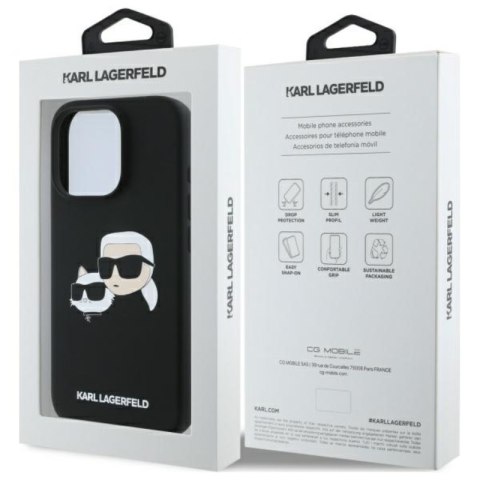 Karl Lagerfeld Silicone Double Heads Print MagSafe - Etui iPhone 16 Pro (czarny) Karl Lagerfeld Silicone Double Heads Print MagSafe - Etui iPhone 16 Pro (czarny)