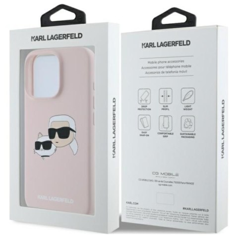 Karl Lagerfeld Silicone Double Heads Print MagSafe - Etui iPhone 16 Pro (różowy) Karl Lagerfeld Silicone Double Heads Print MagSafe - Etui iPhone 16 Pro (różowy)