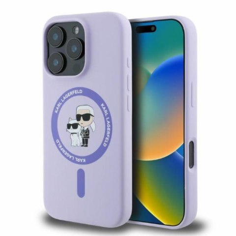 Karl Lagerfeld Silicone Karl & Choupette Ring MagSafe - Etui iPhone 16 Pro (fioletowy) Karl Lagerfeld Silicone Karl & Choupette Ring MagSafe - Etui iPhone 16 Pro (fioletowy)