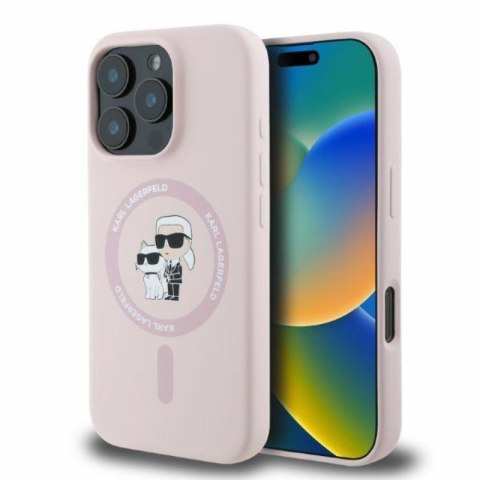 Karl Lagerfeld Silicone Karl & Choupette Ring MagSafe - Etui iPhone 16 Pro (różowy) Karl Lagerfeld Silicone Karl & Choupette Ring MagSafe - Etui iPhone 16 Pro (różowy)