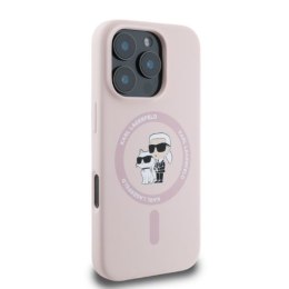 Karl Lagerfeld Silicone Karl & Choupette Ring MagSafe - Etui iPhone 16 Pro (różowy)