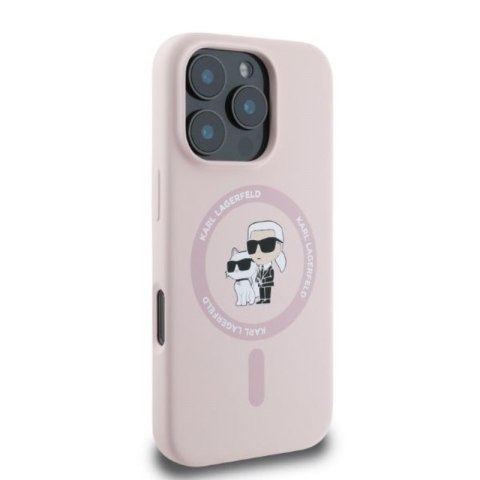 Karl Lagerfeld Silicone Karl & Choupette Ring MagSafe - Etui iPhone 16 Pro (różowy) Karl Lagerfeld Silicone Karl & Choupette Ring MagSafe - Etui iPhone 16 Pro (różowy)