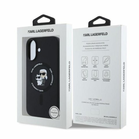 Karl Lagerfeld Silicone Karl & Choupette Ring MagSafe - Etui iPhone 16 (czarny) Karl Lagerfeld Silicone Karl & Choupette Ring MagSafe - Etui iPhone 16 (czarny)