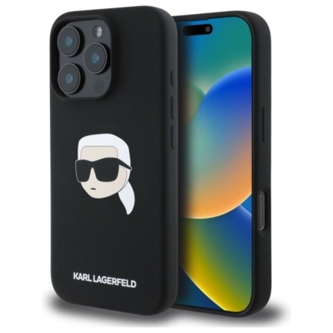 Karl Lagerfeld Silicone Karl Head Print MagSafe - Etui iPhone 16 Pro (czarny) Karl Lagerfeld Silicone Karl Head Print MagSafe - Etui iPhone 16 Pro (czarny)