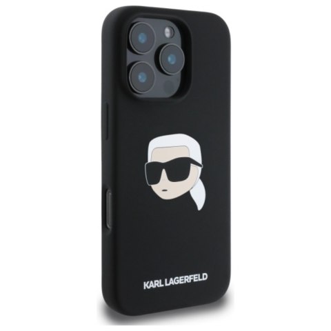 Karl Lagerfeld Silicone Karl Head Print MagSafe - Etui iPhone 16 Pro (czarny) Karl Lagerfeld Silicone Karl Head Print MagSafe - Etui iPhone 16 Pro (czarny)