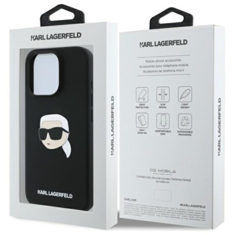 Karl Lagerfeld Silicone Karl Head Print MagSafe - Etui iPhone 16 Pro (czarny) Karl Lagerfeld Silicone Karl Head Print MagSafe - Etui iPhone 16 Pro (czarny)