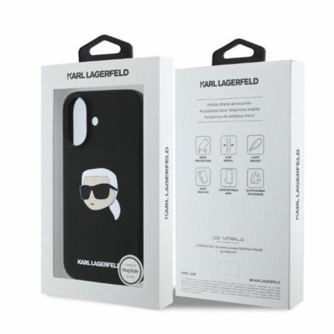 Karl Lagerfeld Silicone Karl Head Print MagSafe - Etui iPhone 16 (czarny) Karl Lagerfeld Silicone Karl Head Print MagSafe - Etui iPhone 16 (czarny)