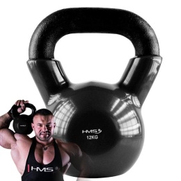 Kettlebell żeliwny 12 kg czarny KNV12 winylowy uchwyt trening siłowy