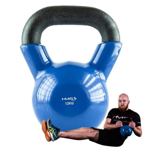 Kettlebell żeliwny 12 kg niebieski KNV12 winyl siłownia trening siła Kettlebell żeliwny 12 kg niebieski KNV12 winyl siłownia trening siła