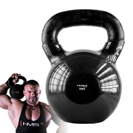 KNV20 Kettlebell 20 kg HMS żeliwny winylowy czarny trening siłowy