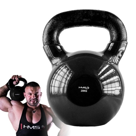 KNV20 Kettlebell 20 kg HMS żeliwny winylowy czarny trening siłowy
