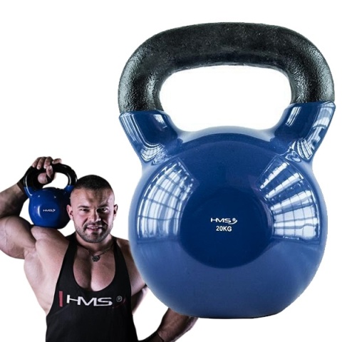 KNV20 Kettlebell 20 kg HMS żeliwny winylowy niebieski trening