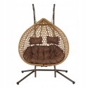 FOTEL WISZĄCY BUJANY OGRODOWY KOSZ HUŚTAWKA JAJO KOKON 2 osobowy + PODUSZKI
