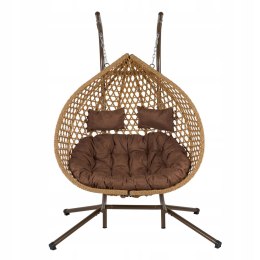 FOTEL WISZĄCY BUJANY OGRODOWY KOSZ HUŚTAWKA JAJO KOKON 2 osobowy + PODUSZKI