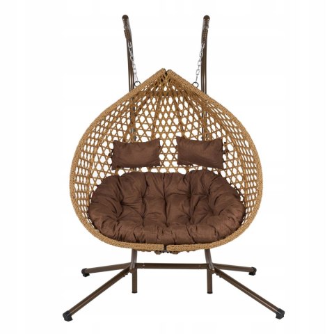 FOTEL WISZĄCY BUJANY OGRODOWY KOSZ HUŚTAWKA JAJO KOKON 2 osobowy + PODUSZKI