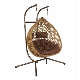 FOTEL WISZĄCY BUJANY OGRODOWY KOSZ HUŚTAWKA JAJO KOKON 2 osobowy + PODUSZKI