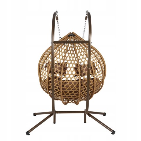 FOTEL WISZĄCY BUJANY OGRODOWY KOSZ HUŚTAWKA JAJO KOKON 2 osobowy + PODUSZKI