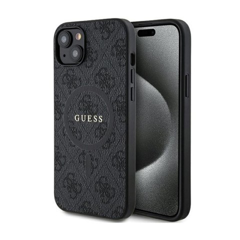 Guess 4G Collection Leather Metal Logo MagSafe - Etui iPhone 15 / 14 / 13 (czarny) Guess 4G Collection Leather Metal Logo MagSafe - Etui iPhone 15 / 14 / 13 (czarny)