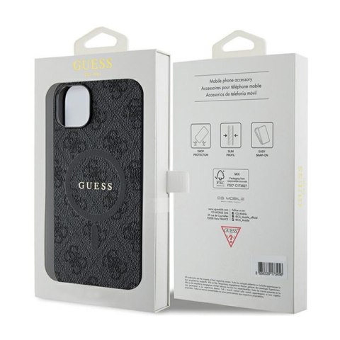 Guess 4G Collection Leather Metal Logo MagSafe - Etui iPhone 15 / 14 / 13 (czarny) Guess 4G Collection Leather Metal Logo MagSafe - Etui iPhone 15 / 14 / 13 (czarny)