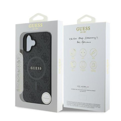 Guess 4G Ring Classic Logo MagSafe - Etui iPhone 16 Plus (czarny) Guess 4G Ring Classic Logo MagSafe - Etui iPhone 16 Plus (czarny)