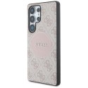 Guess 4G Round Patch Classic Logo MagSafe - Etui do Samsung Galaxy S25 Ultra (różowy)