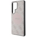 Guess 4G Round Patch Classic Logo MagSafe - Etui do Samsung Galaxy S25 Ultra (różowy)