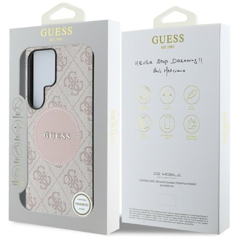 Guess 4G Round Patch Classic Logo MagSafe - Etui do Samsung Galaxy S25 Ultra (różowy) Guess 4G Round Patch Classic Logo MagSafe - Etui do Samsung Galaxy S25 Ultra (różowy)
