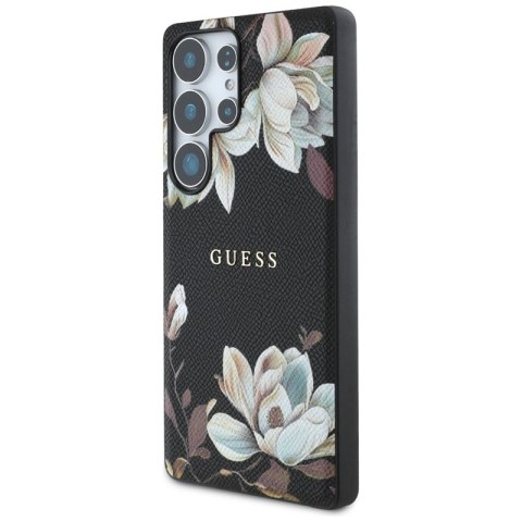 Guess Grained Printed Flower Pattern MagSafe - Etui do Samsung Galaxy S25 Ultra (czarny) Guess Grained Printed Flower Pattern MagSafe - Etui do Samsung Galaxy S25 Ultra (czarny)