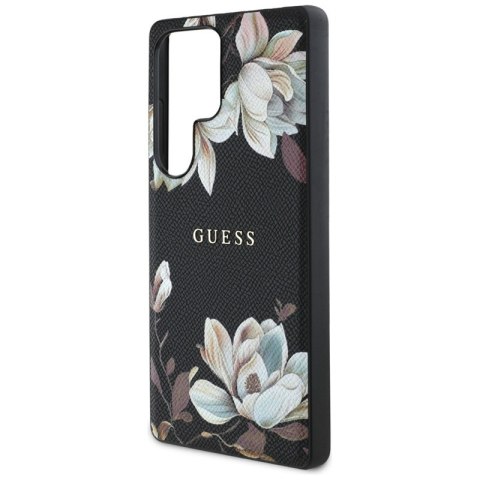 Guess Grained Printed Flower Pattern MagSafe - Etui do Samsung Galaxy S25 Ultra (czarny) Guess Grained Printed Flower Pattern MagSafe - Etui do Samsung Galaxy S25 Ultra (czarny)