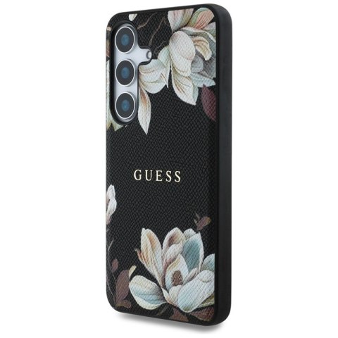 Guess Grained Printed Flower Pattern MagSafe - Etui do Samsung Galaxy S25 (czarny) Guess Grained Printed Flower Pattern MagSafe - Etui do Samsung Galaxy S25 (czarny)