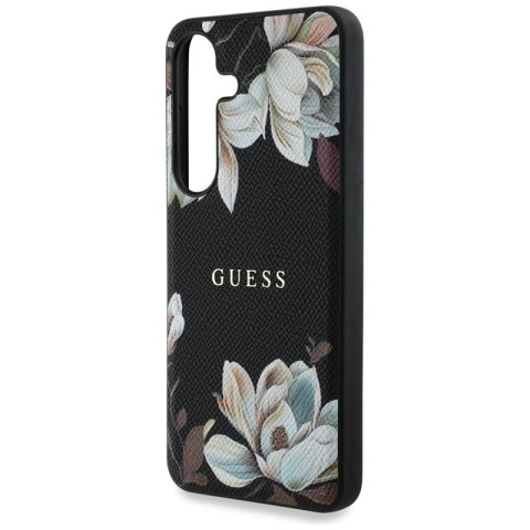 Guess Grained Printed Flower Pattern MagSafe - Etui do Samsung Galaxy S25 (czarny) Guess Grained Printed Flower Pattern MagSafe - Etui do Samsung Galaxy S25 (czarny)