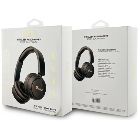 Guess Metal Logo Script - Bezprzewodowe słuchawki nauszne Bluetooth V5.3 (czarny) Guess Metal Logo Script - Bezprzewodowe słuchawki nauszne Bluetooth V5.3 (czarny)