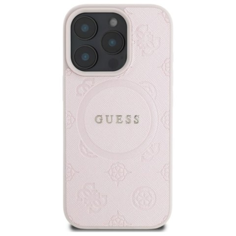 Guess Saffiano Peony Classic Logo MagSafe - Etui iPhone 16 Pro Max (różowy) Guess Saffiano Peony Classic Logo MagSafe - Etui iPhone 16 Pro Max (różowy)