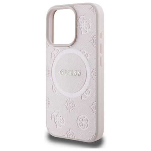 Guess Saffiano Peony Classic Logo MagSafe - Etui iPhone 16 Pro Max (różowy) Guess Saffiano Peony Classic Logo MagSafe - Etui iPhone 16 Pro Max (różowy)