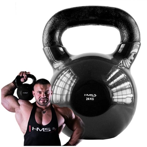 KNV24 Kettlebell 24 kg HMS żeliwny winylowy czarny trening siłowy KNV24 Kettlebell 24 kg HMS żeliwny winylowy czarny trening siłowy