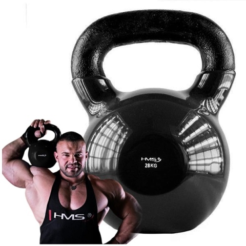 KNV28 Kettlebell 28 kg HMS żeliwny winylowy czarny trening siłowy KNV28 Kettlebell 28 kg HMS żeliwny winylowy czarny trening siłowy