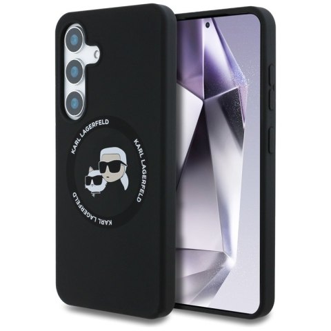 Karl Lagerfeld Silicone Double Heads And Circle MagSafe - Etui Samsung Galaxy S25 (czarny) Karl Lagerfeld Silicone Double Heads And Circle MagSafe - Etui Samsung Galaxy S25 (czarny)