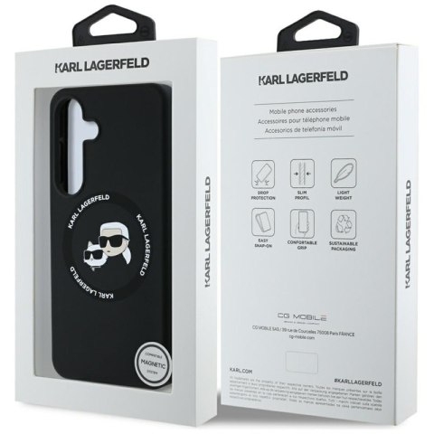 Karl Lagerfeld Silicone Double Heads And Circle MagSafe - Etui Samsung Galaxy S25 (czarny) Karl Lagerfeld Silicone Double Heads And Circle MagSafe - Etui Samsung Galaxy S25 (czarny)
