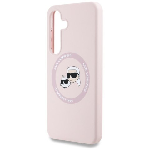 Karl Lagerfeld Silicone Double Heads And Circle MagSafe - Etui Samsung Galaxy S25 (różowy) Karl Lagerfeld Silicone Double Heads And Circle MagSafe - Etui Samsung Galaxy S25 (różowy)
